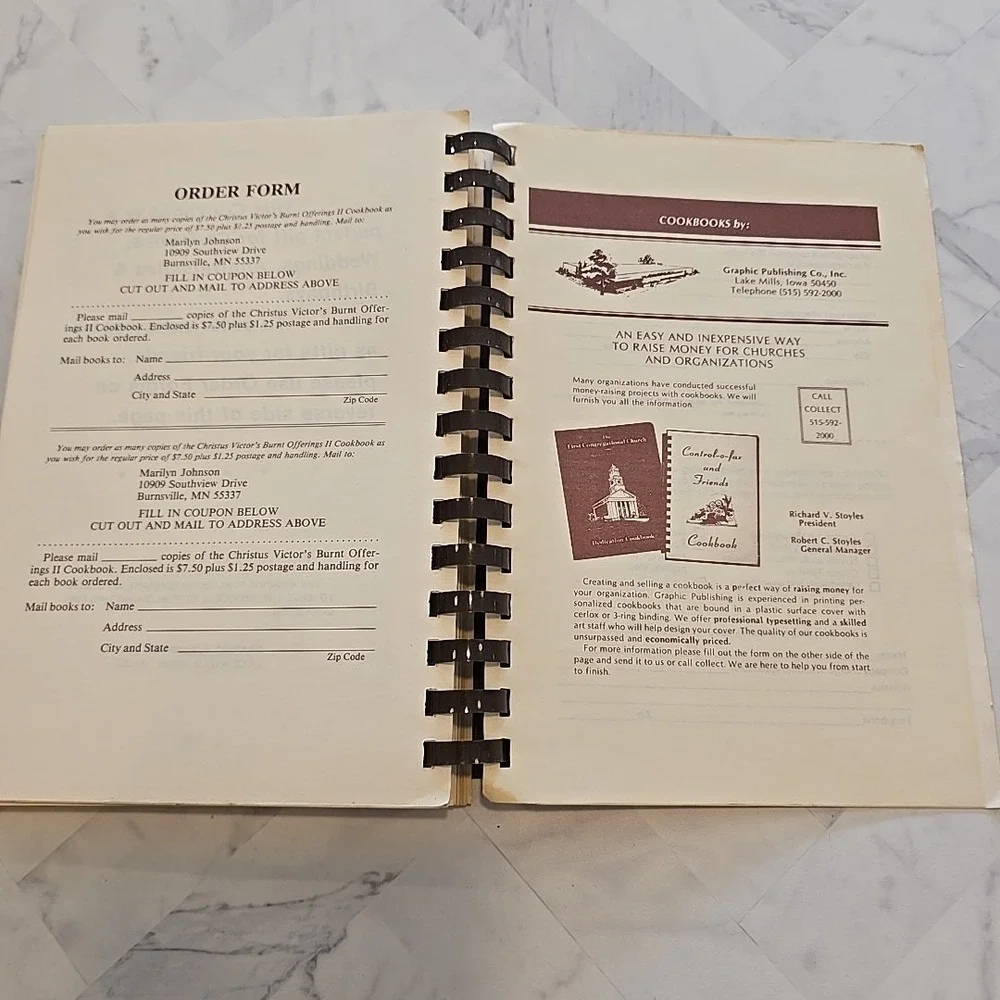 Christus Victors Burnt Offerings II Lutheran Church Cookbook 1967-1987 Minnesota